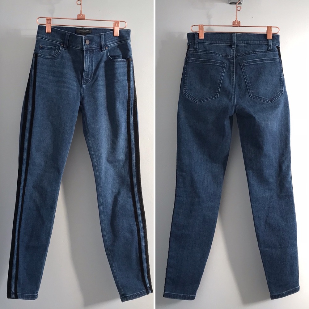 Ann Taylor Side Striped The Skinny Blue Jeans 2P - Picture 2 of 7